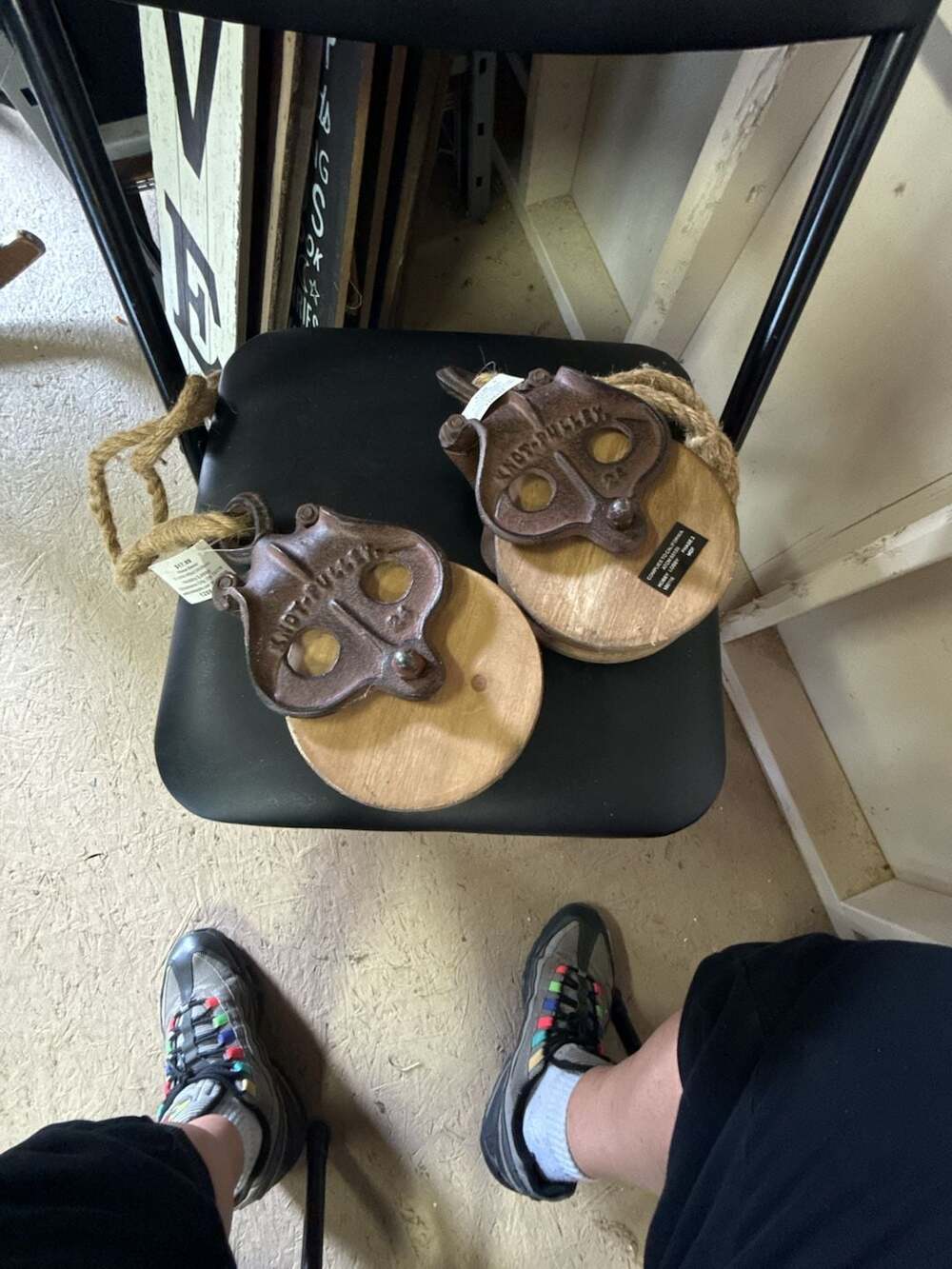 NWT Hobby Lobby Knot Pulley Wood And Cast Iron Decor